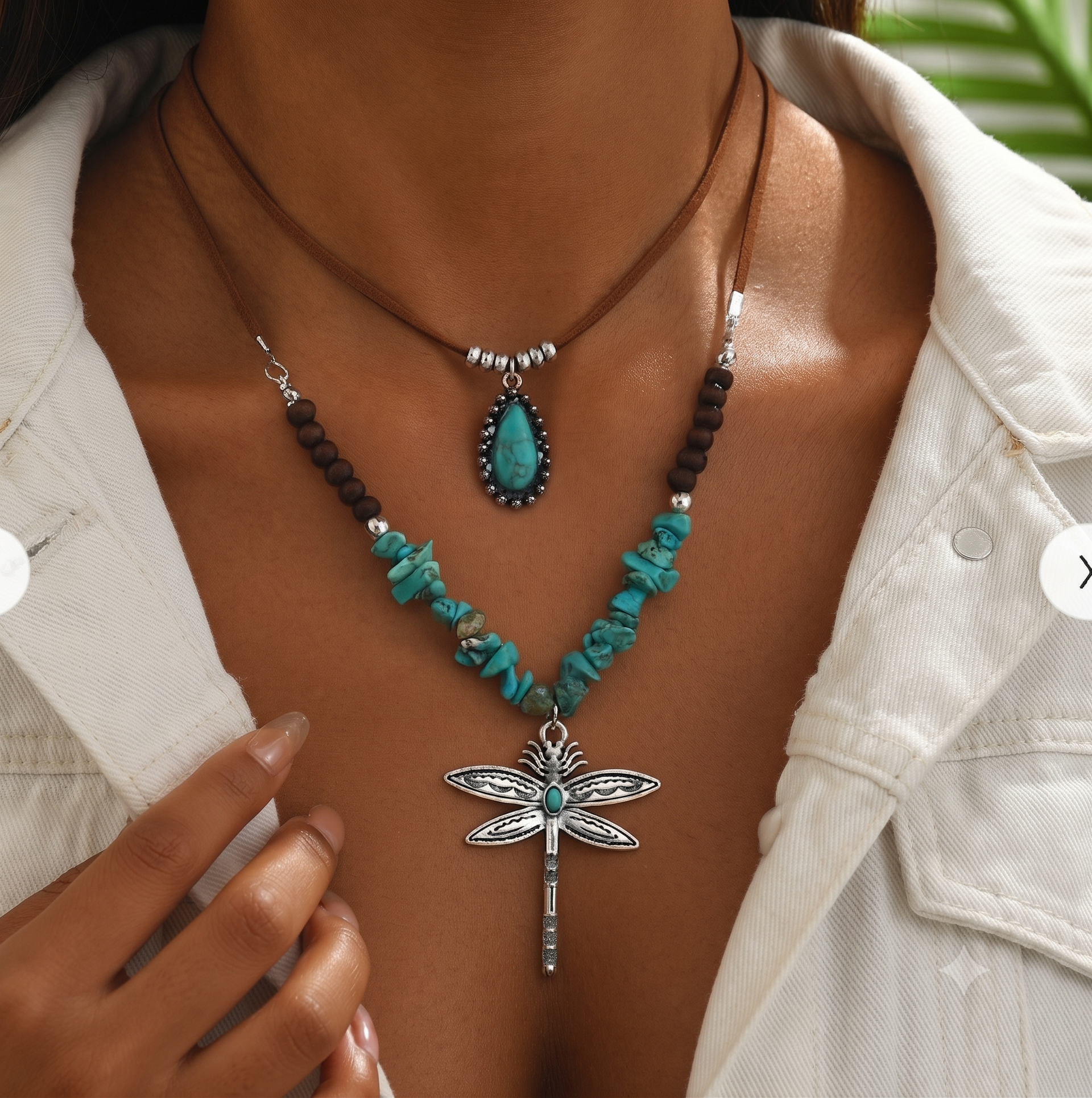Arizona Rush | 2-Piece Bohemian Dragonfly Pendant Necklace Set