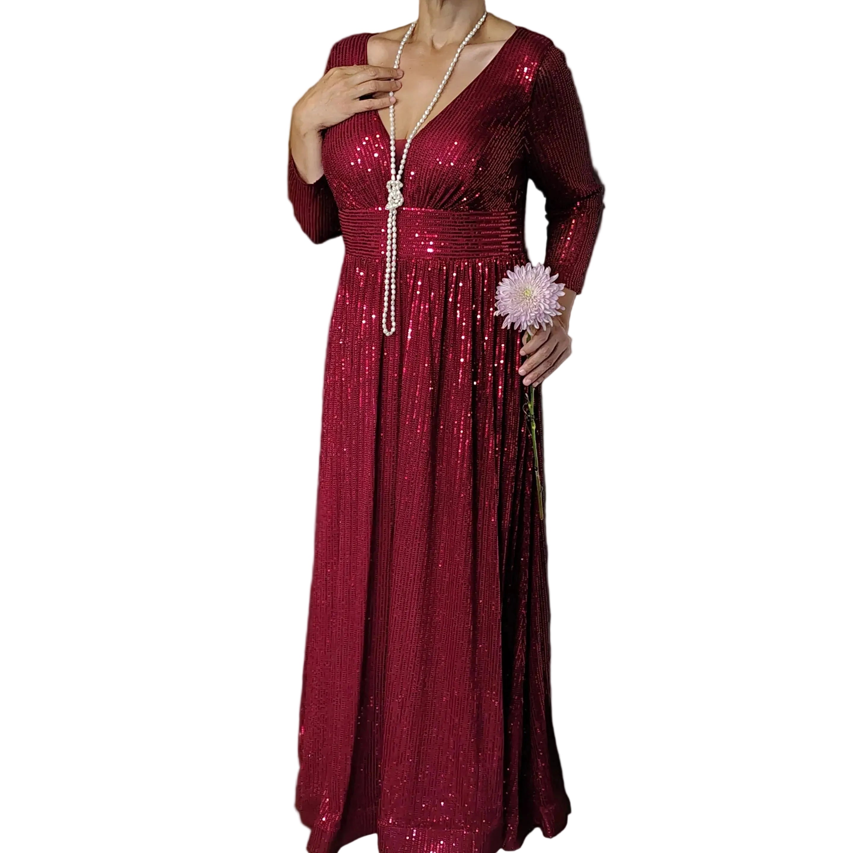 Ruby Radiance Sequin Gown