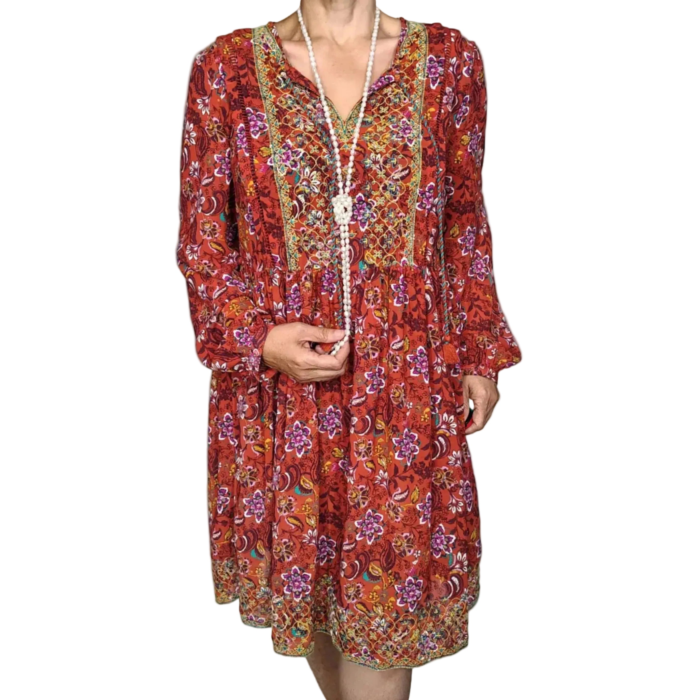 Tropical Glow V-Neck Boho Dress